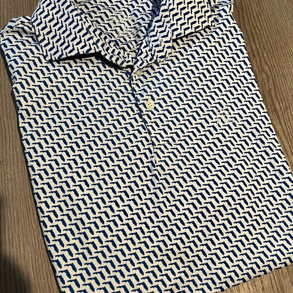 Rhoback White and Navy Florida Golf Shirt